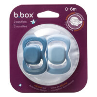 b.box Smoczek dla noworodka i niemowlaka 2 szt.– symetryczny smoczek silikonowy 0 – 6 mies. niebieski/błękitny